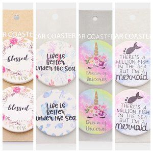 Tipi 2PC Message Car Coasters Cup Holder Accessory